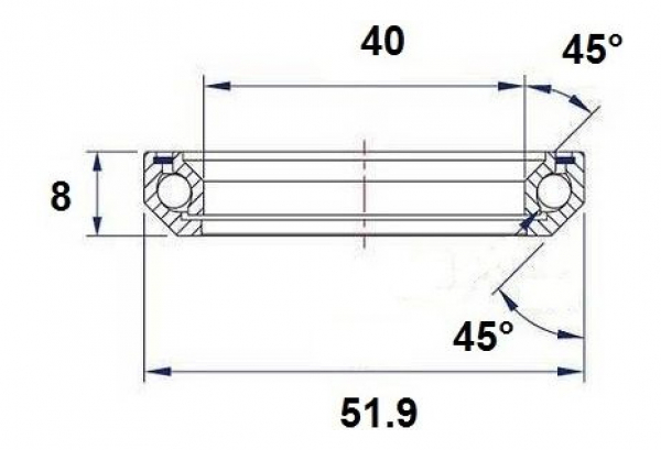 Roulement De Direction Black Bearing D9 40 X 51.9 X 8 Mm 45/45° – Image 2
