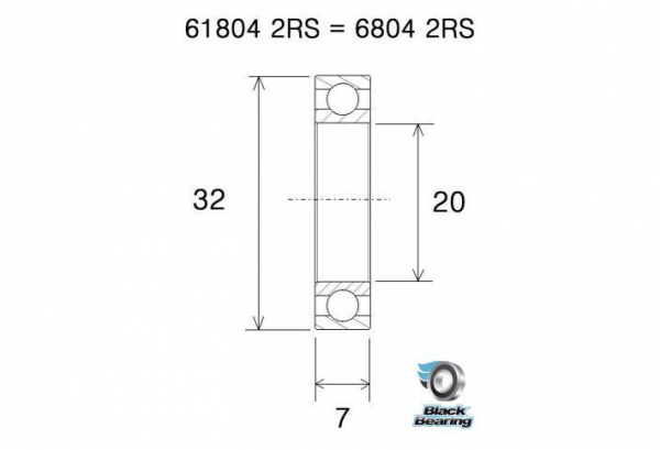 Roulement Black Bearing 61804-2RS Max 20 X 32 X 7 Mm – Image 2