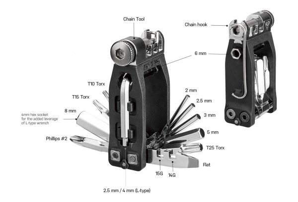 Multi-Outils Topeak Ninja 16+ Noir / Argent (16 Fonctions) – Image 4