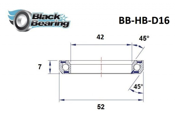 Roulement De Direction Black Bearing D16 42 X 52 X 7 Mm 45/45° – Image 2