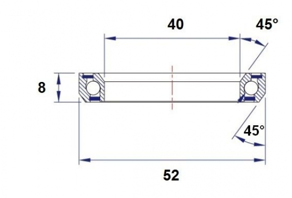 Roulement De Direction Black Bearing D3 40 X 52 X 8 Mm 45/45° – Image 2